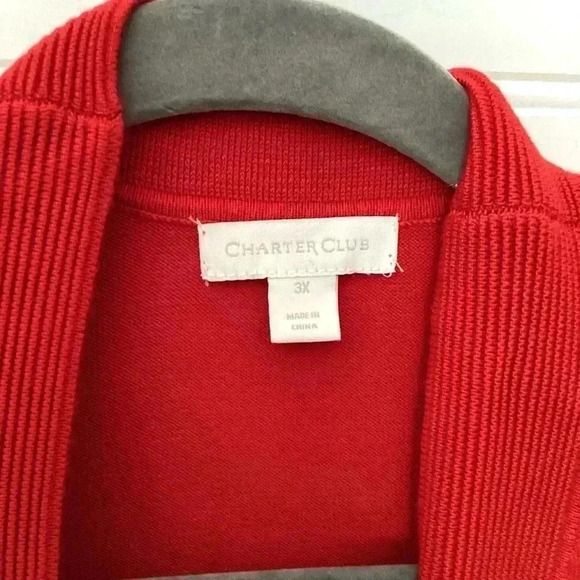 Charter Club Women's 3X Red Open-Front Cardigan Sweater - Picture 4 of 11
